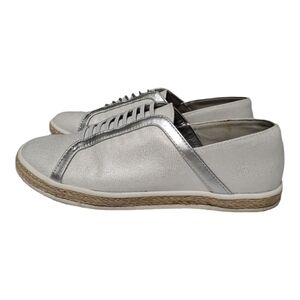 AEROSOLES White Silver Fun Town Slip On Espadrille Sneakers | Size: 6.5